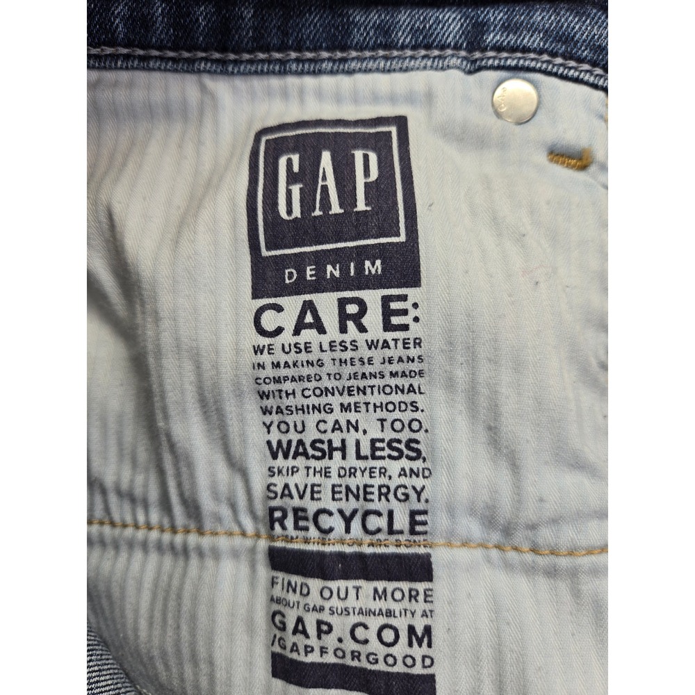 Gap Denim Cigarette High Rise Jeans Womens 27 4R Medium Wash Raw Hem Blue Boho - Picture 9 of 9